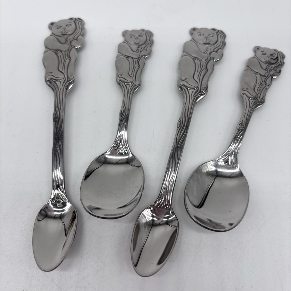 ONEIDA 4 Piece Baby/Toddler Spoons CUBBY BEAR Stainless‎ Flatware